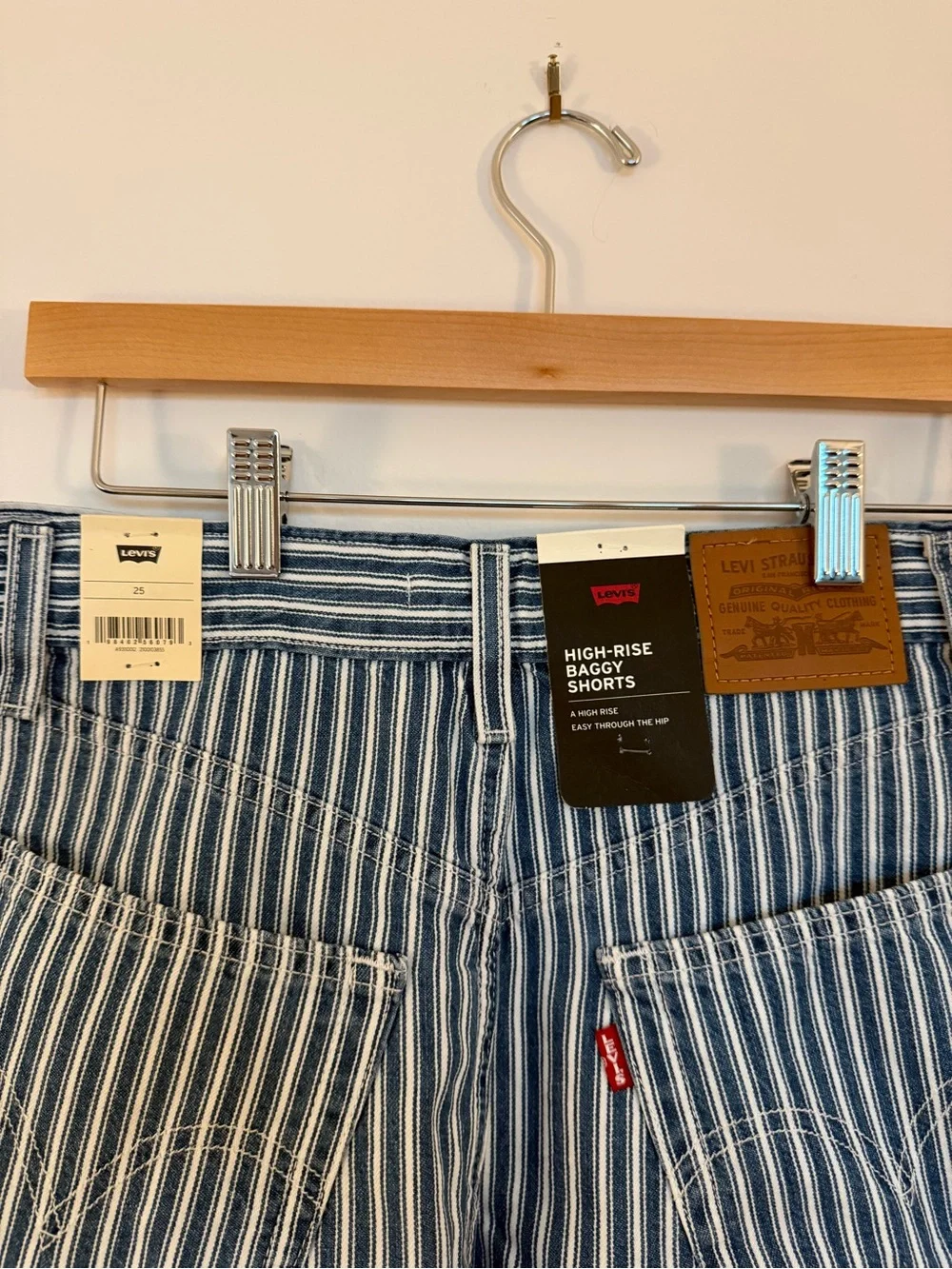 Levi's Blue and White Stripe Denim Bermudas
